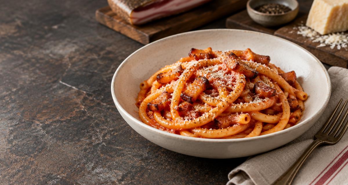 Bucatini all’Amatriciana with guanciale and Pecorino Romano